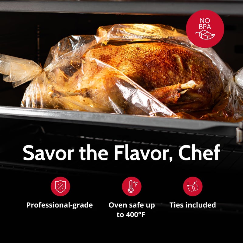 PanSaver Roasting Bag - Cooking Bags for Oven - Turkey Cooking Bag with Ties - Helps Keep Food Moist - Durable Nylon Bag - Easy Cleanup - 19 x 23.5 Inches  2 Count - Image 2